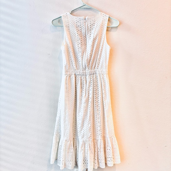 J. Crew White Eyelet Sleeveless Dress w/ Ruffled Hem • Sz. 00P - Picture 8 of 12